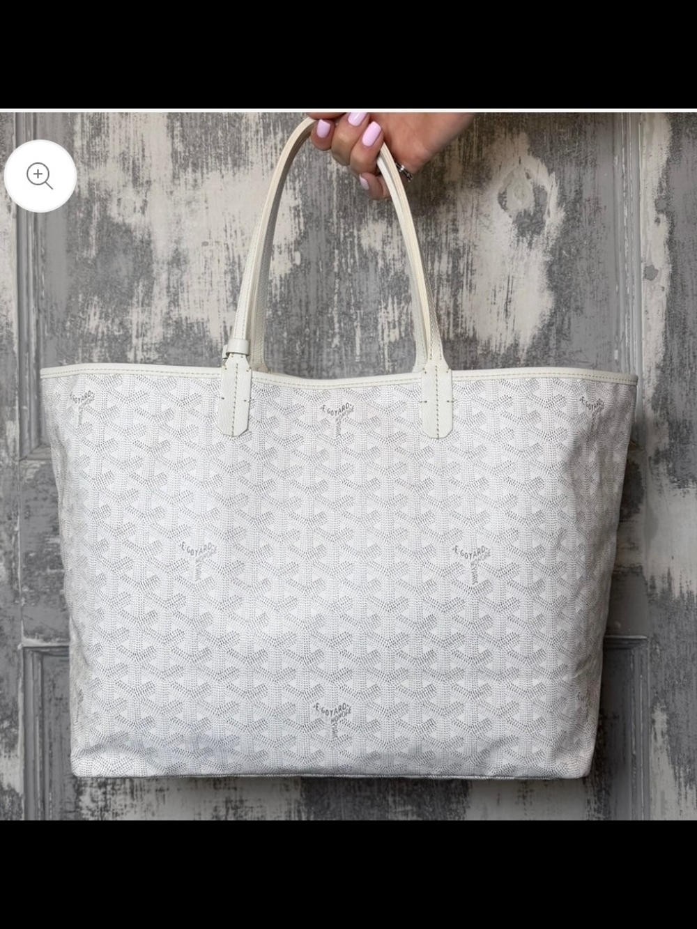 White and Light Gray Tote Bag